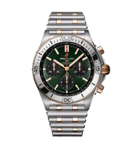 Breitling Chronomat B01 42 Stainless Steel - Red Gold Green Rouleaux Replica Watch UB0134131L1U1